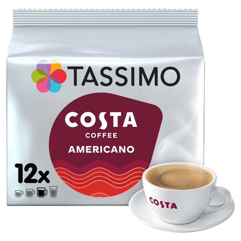 Tassimo Costa Americano coffee pods 12x9g, imported from the UK