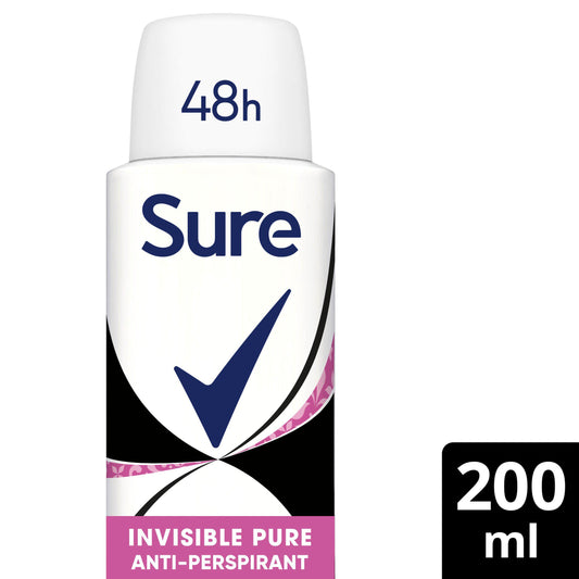 Sure Anti Perspirant Deodorant Aerosol Invisible Pure 200ml GOODS Sainsburys   