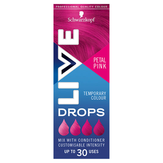 Schwarzkopf Live Colour Drops Pink Hair Dye Petal Pink Semi Permanent 30ml GOODS Sainsburys   