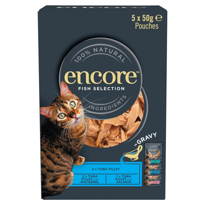 Encore fish selection in gravy cat food 5x50g, UK version