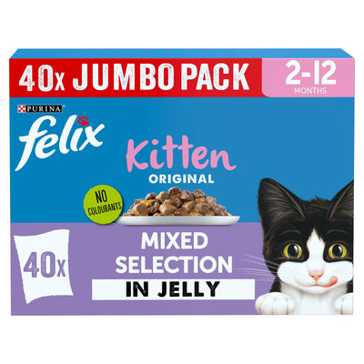Sainsburys Felix Original Kitten Mixed Selection in Jelly Wet Cat Food 40 x 85g- Buy online at McGrocer