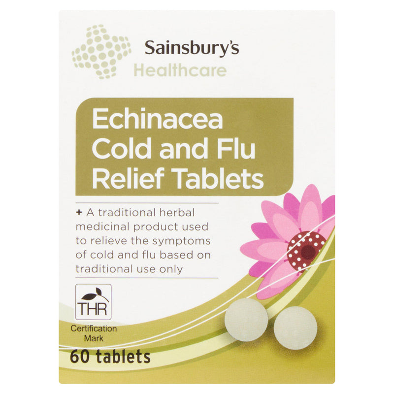 Sainsbury's Echinacea cold flu relief tablets 60 pack, UK version