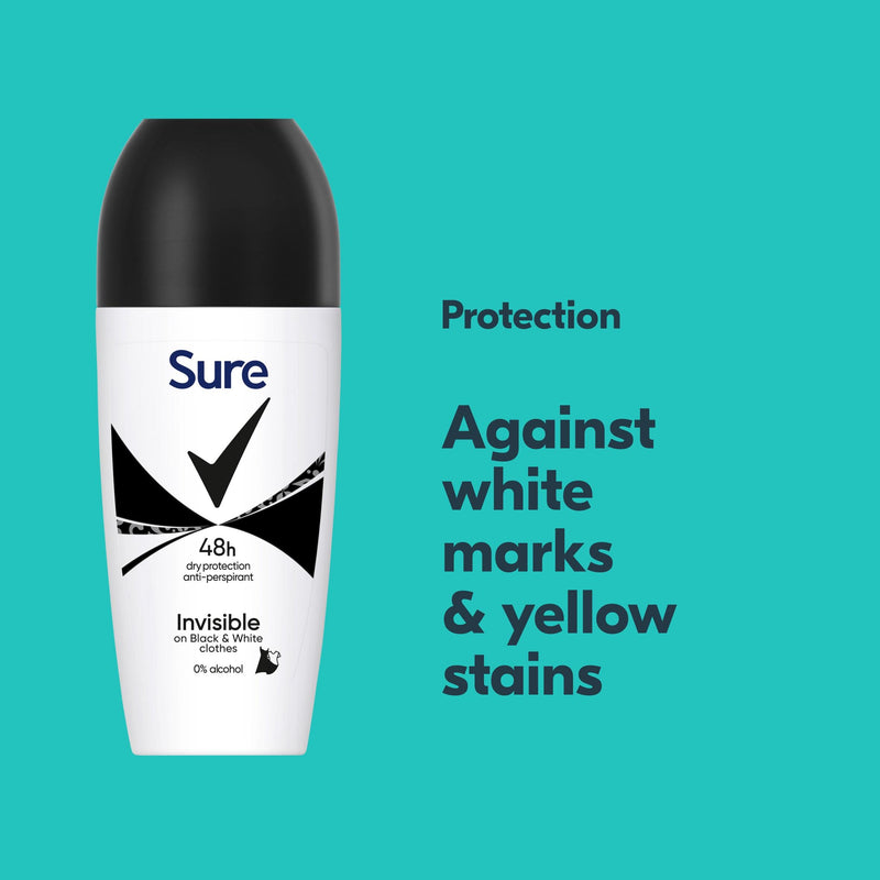 Sure Anti-Perspirant Roll On Invisible Black & White 50ml (British brand)