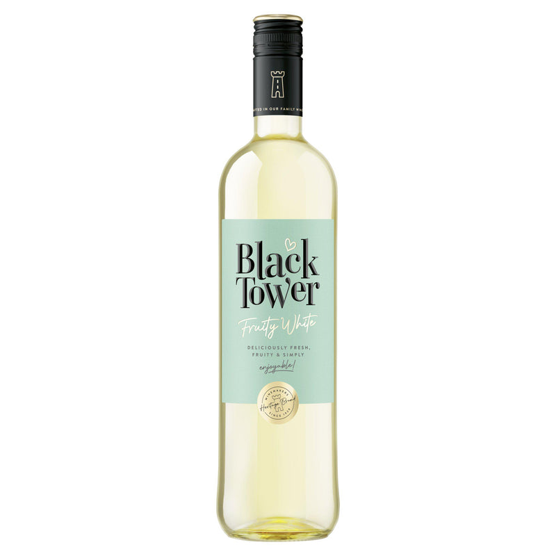 Black Tower white wine 75cl, imported from the UK