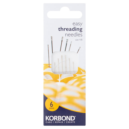 Korbond Care & Repair Easy Threading Needles Size 4/8 6 Pieces GOODS Sainsburys   