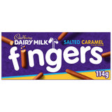 Cadbury Dairy Milk Fingers salted caramel biscuits 114g, imported from the UK