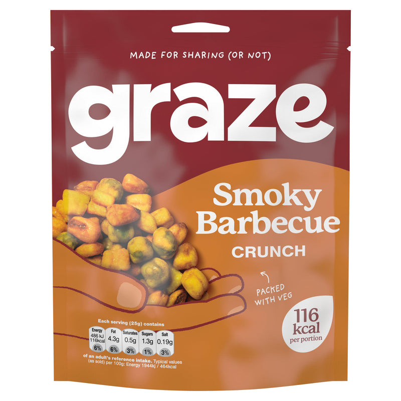 Graze smoky BBQ crunch mix snack 100g, imported from the UK