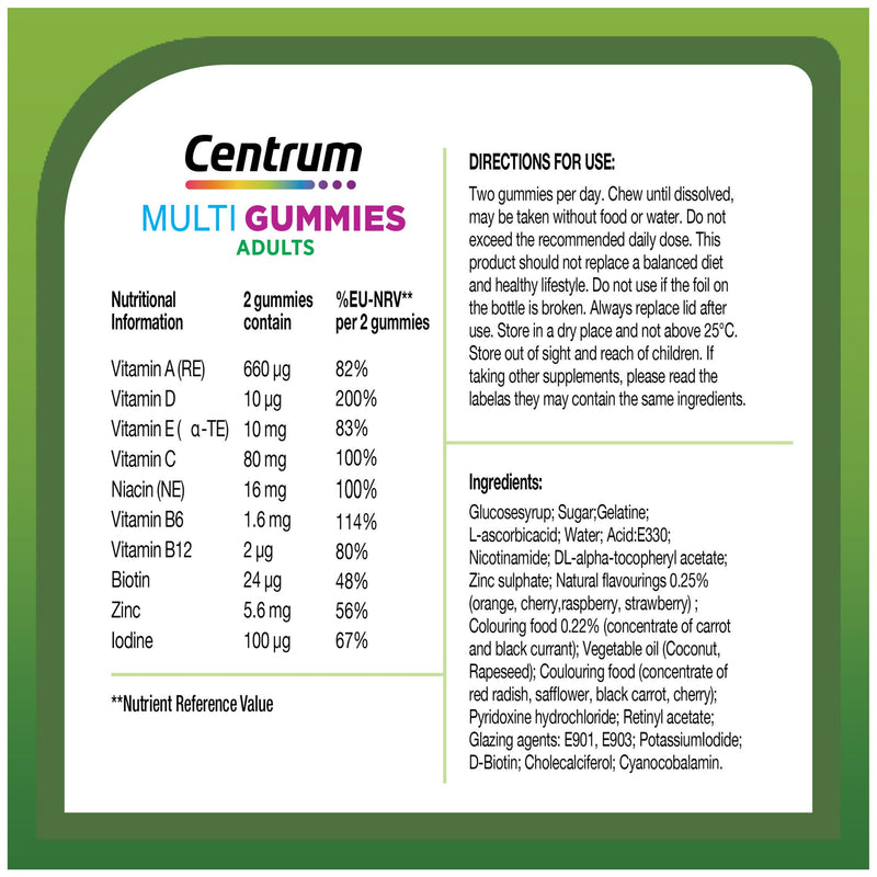 Centrum gummy multivitamins mixed fruit 60 count - British product
