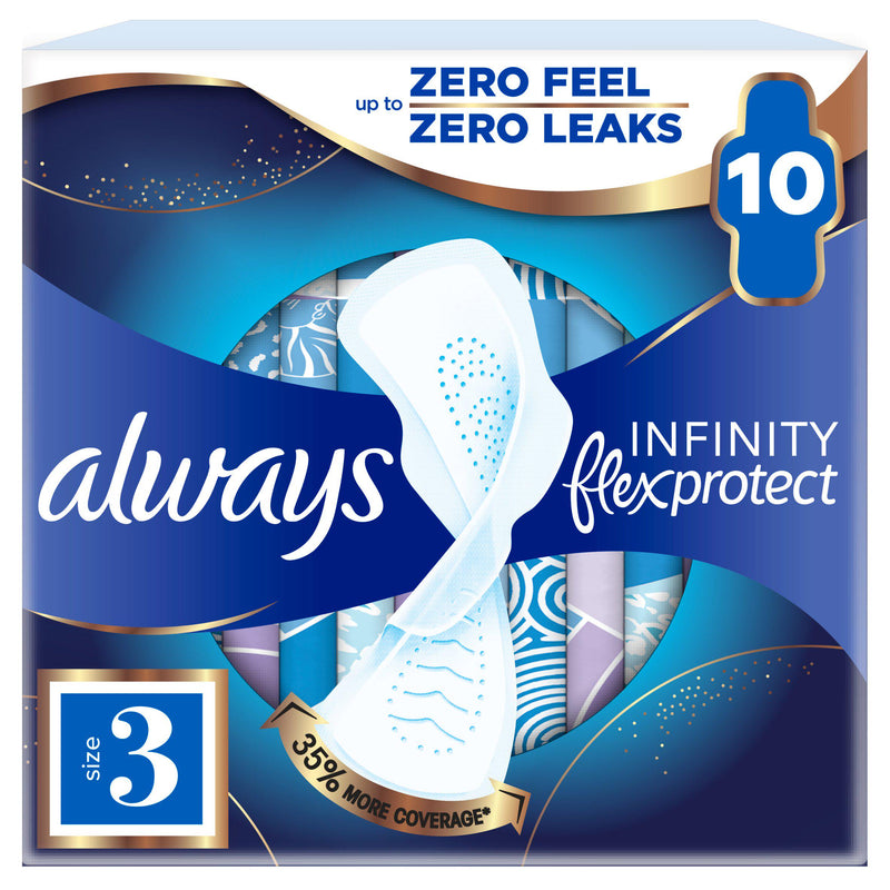Always Infinity FlexProtect Night sanitary pads Size 3 x10, UK version