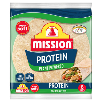 Sainsburys Mission Protein Wraps Wheat Flour Tortilla x6 367g- Buy online at McGrocer