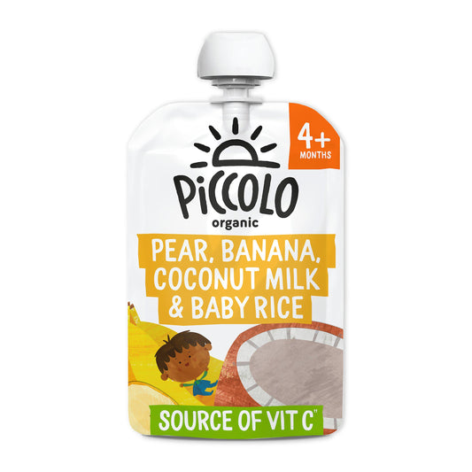 Piccolo Organic Pear Banana Coconut Milk & Baby Rice Smooth 4 Months+ 100g GOODS Sainsburys   