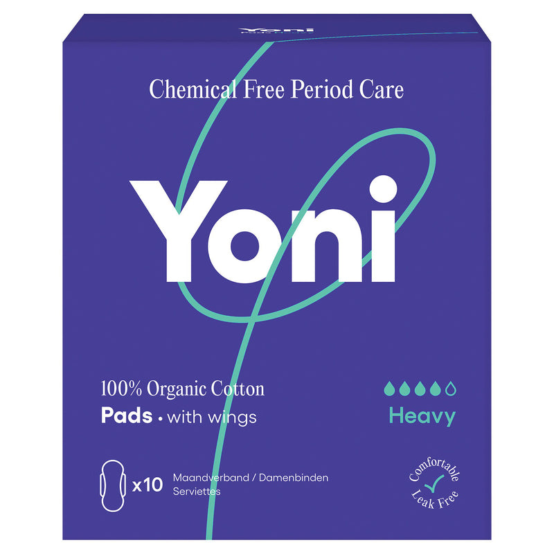 Yoni organic cotton sanitary towels heavy 10 count - British product