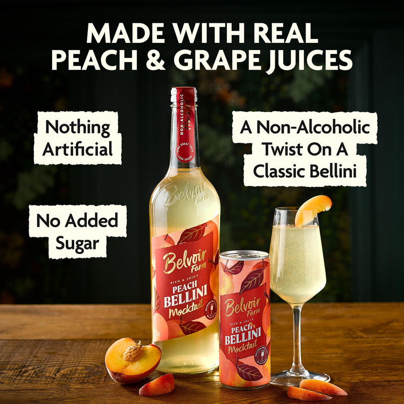 Belvoir Farm non-alcoholic Peach Bellini mocktail (British brand)