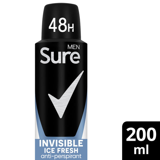 Sure Men Anti Perspirant Deodorant Aerosol Invisible Ice Fresh 200ml GOODS Sainsburys   