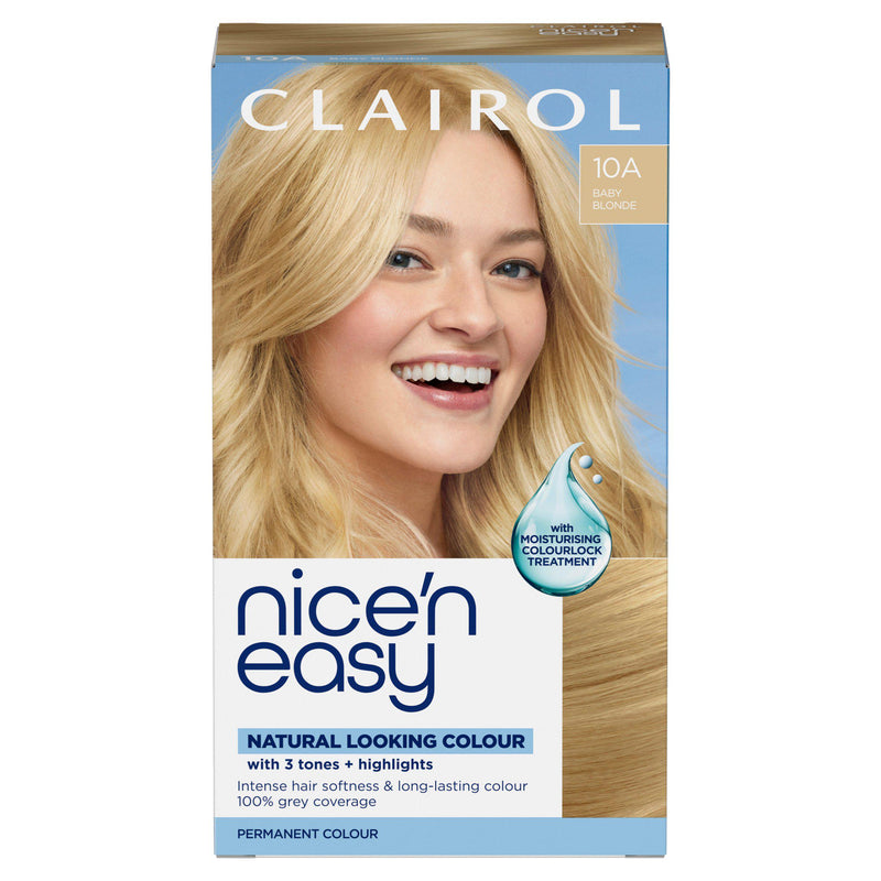 Clairol Nice'N Easy Baby Blonde 10A permanent hair dye, imported from the UK