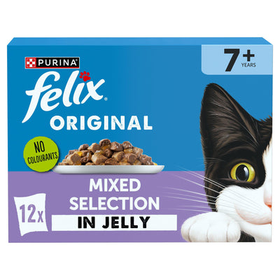 Sainsburys Felix Original Senior 7+ Mixed Selection in Jelly Wet Cat Food 12 x 85g- Buy online at McGrocer