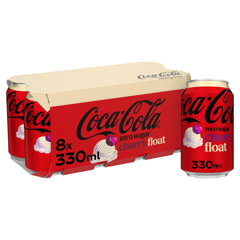 Coca-Cola Zero Sugar Cherry Float soft drink 8x330ml - British product