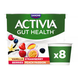 Sainsburys Activia Vanilla, Peach Passion & Berries Multipack Gut Health Yoghurt, 8 x 115g- Buy online at McGrocer