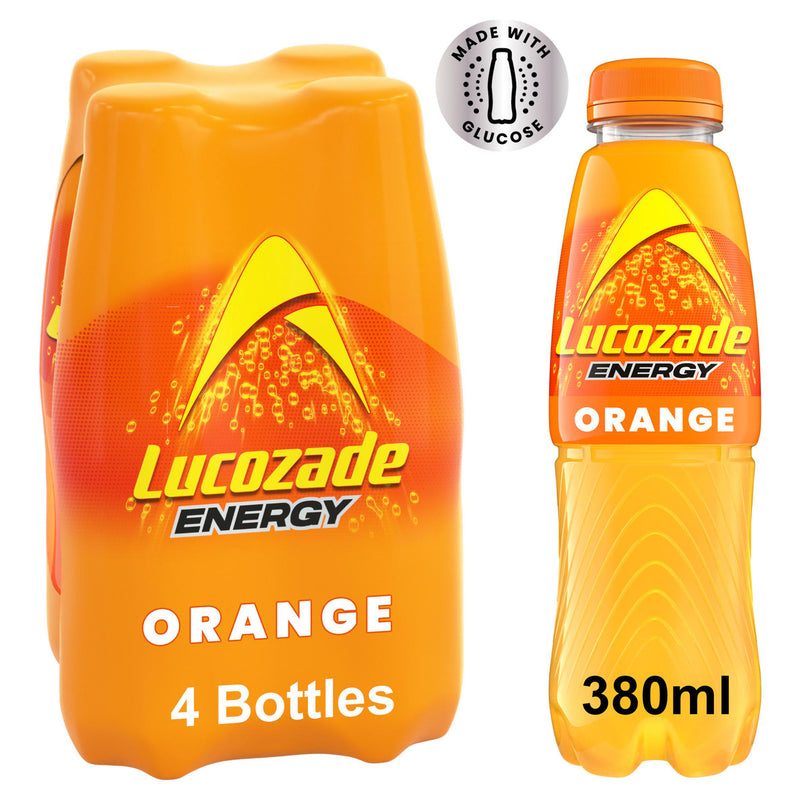 Lucozade Energy Drink Orange 4x380ml, UK version