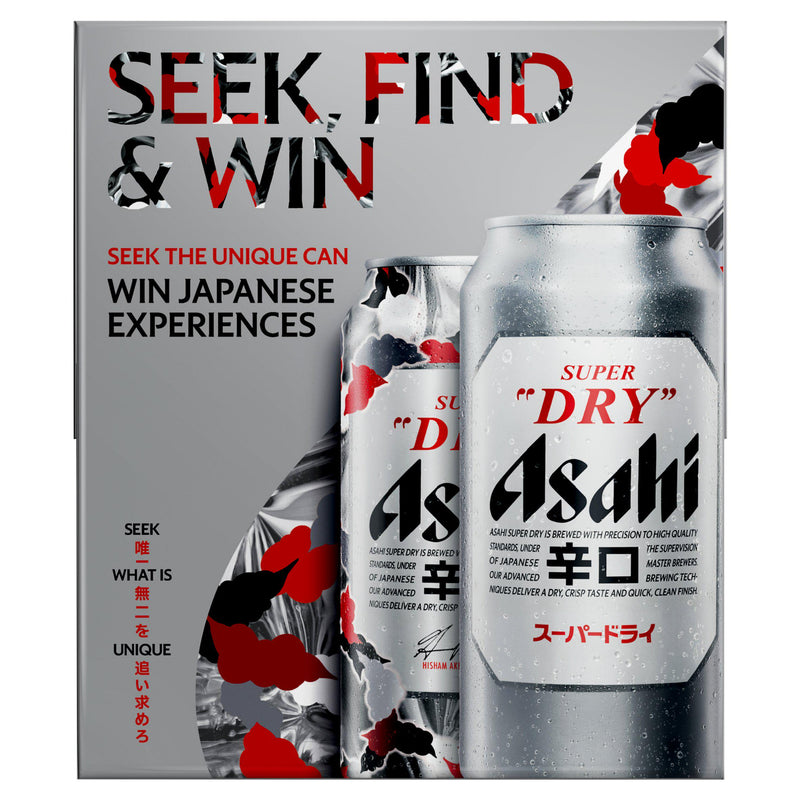 Asahi Super Dry lager beer 4 x 440ml cans - British product