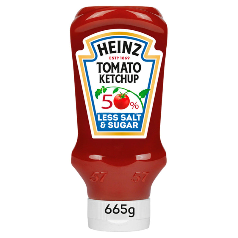 Heinz Tomato Ketchup 50% Less Sugar and Salt 665g, UK version