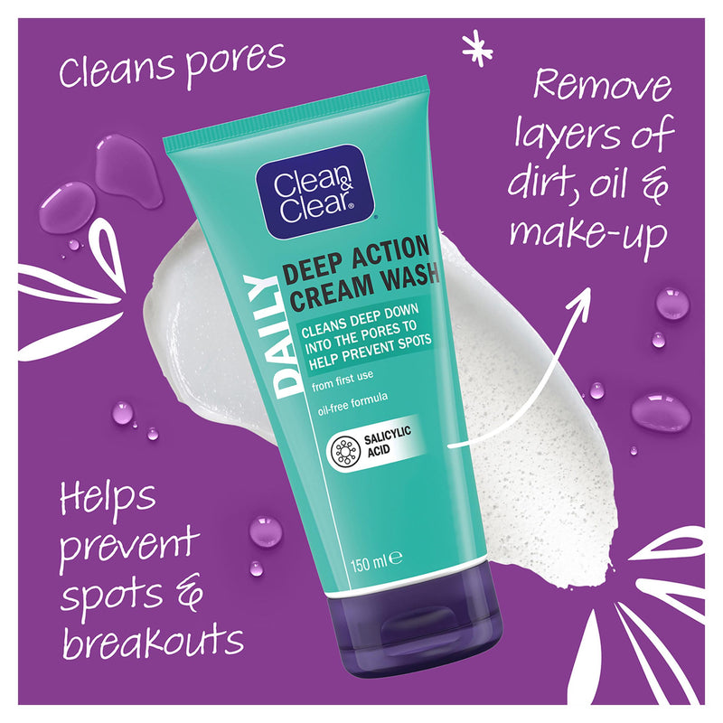 Clean & Clear Deep Action Cream Wash 150ml - British product