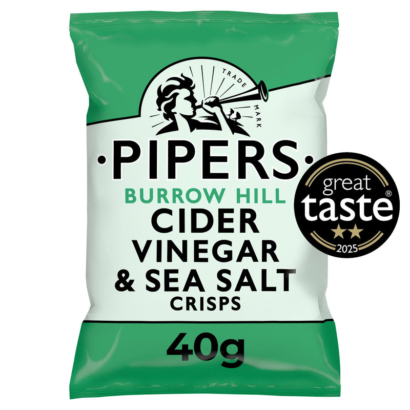 Pipers Burrow Hill cider vinegar sea salt crisps 40g - British product