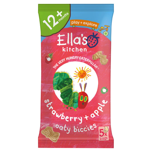 Ella's Kitchen Organic Strawberry & Apple Oaty Biscuits Multipack Toddler Snack 12+ Months 5x20g