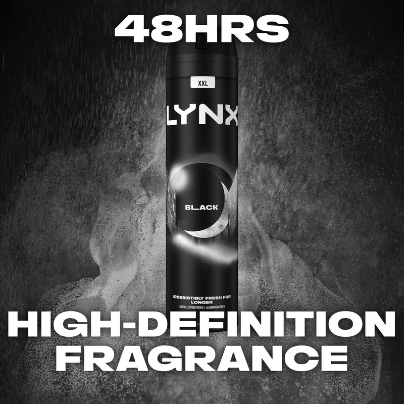Lynx deodorant body spray Black 48h 250ml, imported from the UK