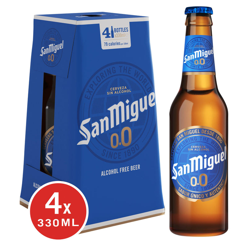 San Miguel Alcohol Free Lager Beer 4x330ml Bottles