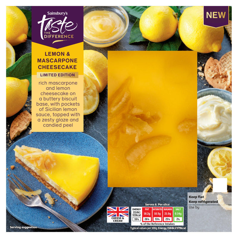 Sainsbury's Lemon & Mascarpone cheesecake 500g (British brand)