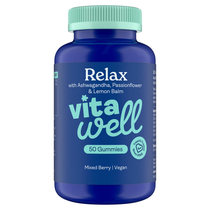 Vitawell Relax Gummies 50 pieces, mixed berry flavour, British brand
