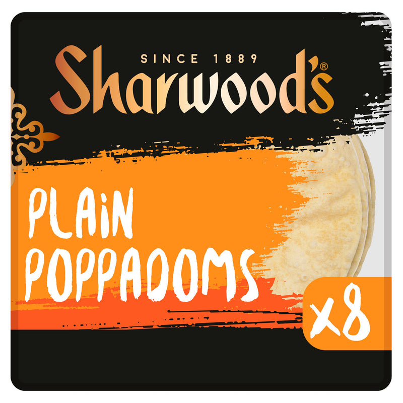 Sharwood's plain poppadoms x8 pack (British brand)