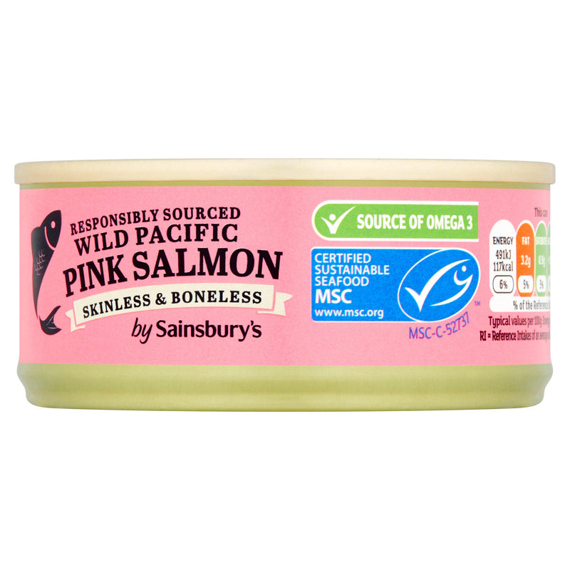 Sainsbury's pink salmon skinless boneless 105g, UK version