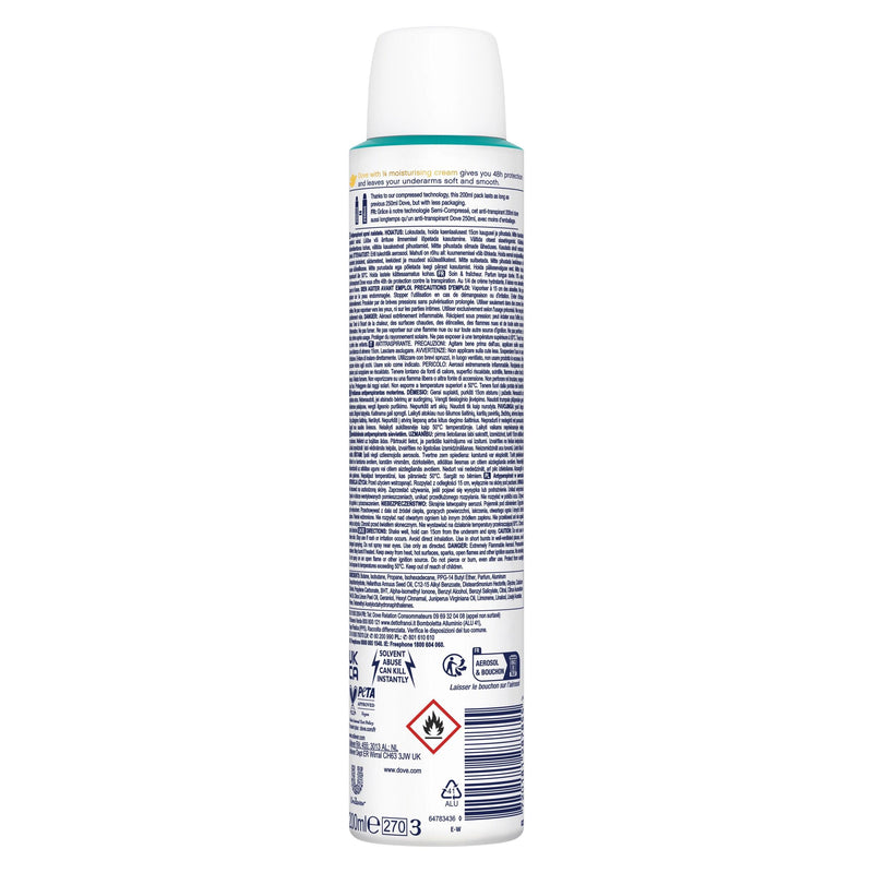 Dove Women's antiperspirant deodorant spray 200ml, imported from the UK