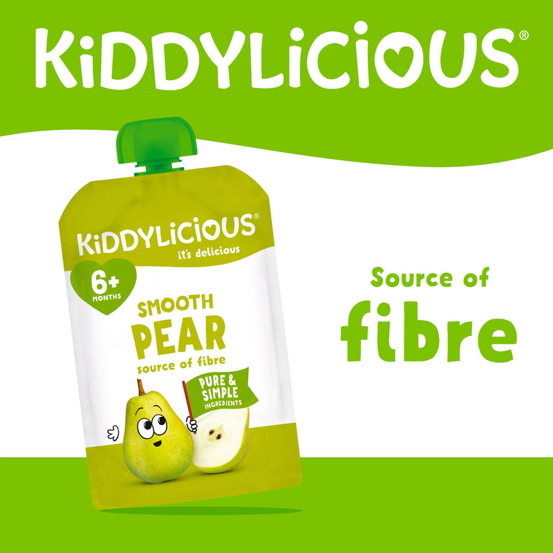Kiddylicious smooth pear pouch baby food 100g, UK version