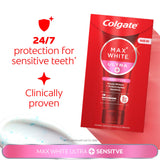 Colgate toothpaste Max White Ultra Plus Sensitive 75ml, imported from the UK
