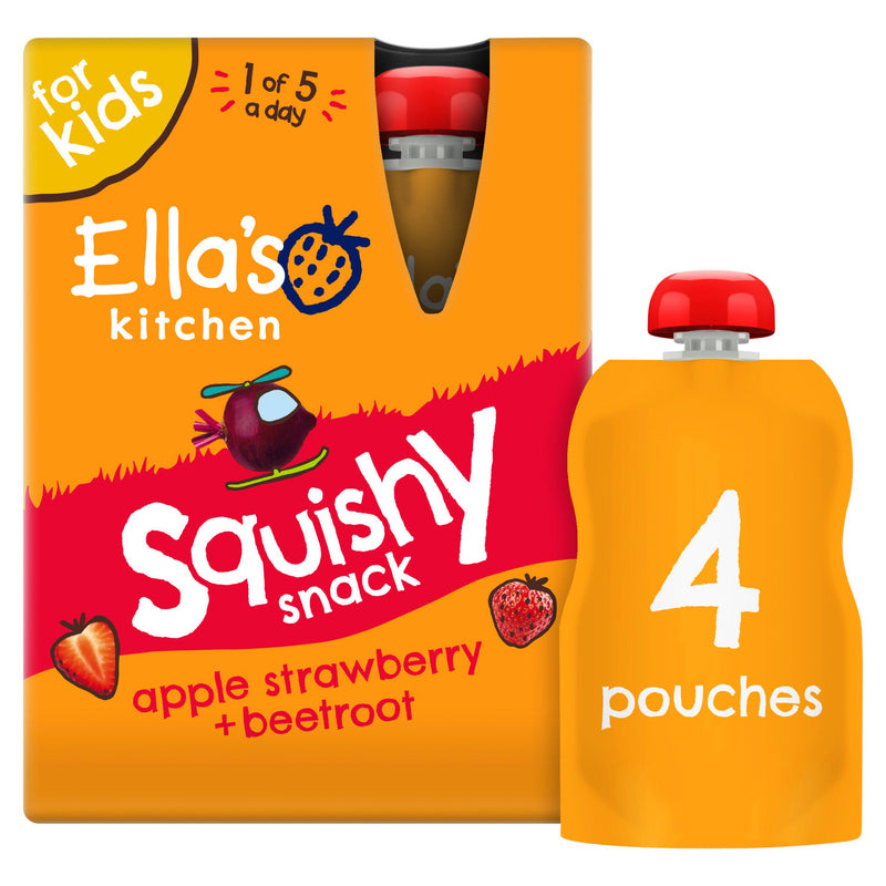 Ella's Kitchen strawberry beetroot smoothie pouch 4x100g - British product