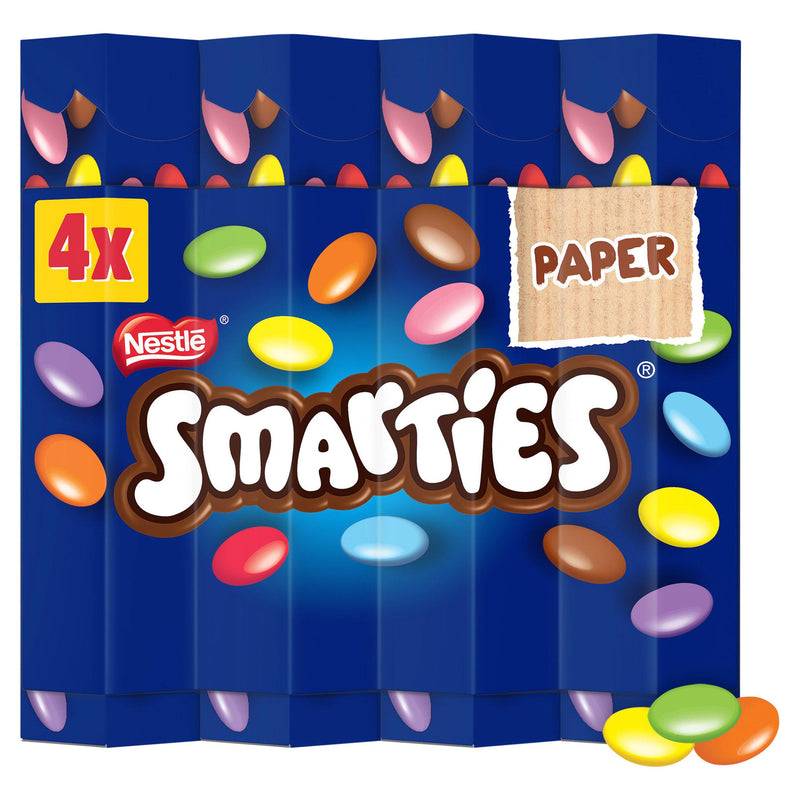 Smarties milk chocolate tubes multipack 4x38g, imported from the UK