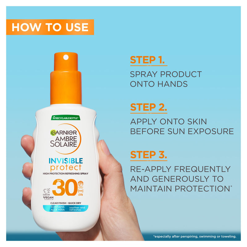Garnier sun protection spray SPF 30 Invisible 150ml - British product