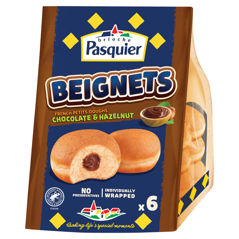 Brioche Pasquier beignets chocolate hazelnut doughnuts x6 (British brand)