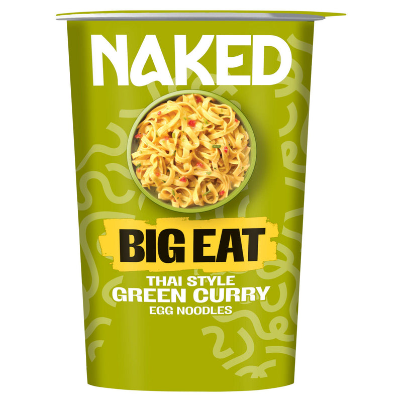 Naked Noodle dried egg noodles with Thai green curry sauce 104g, imported from the UK