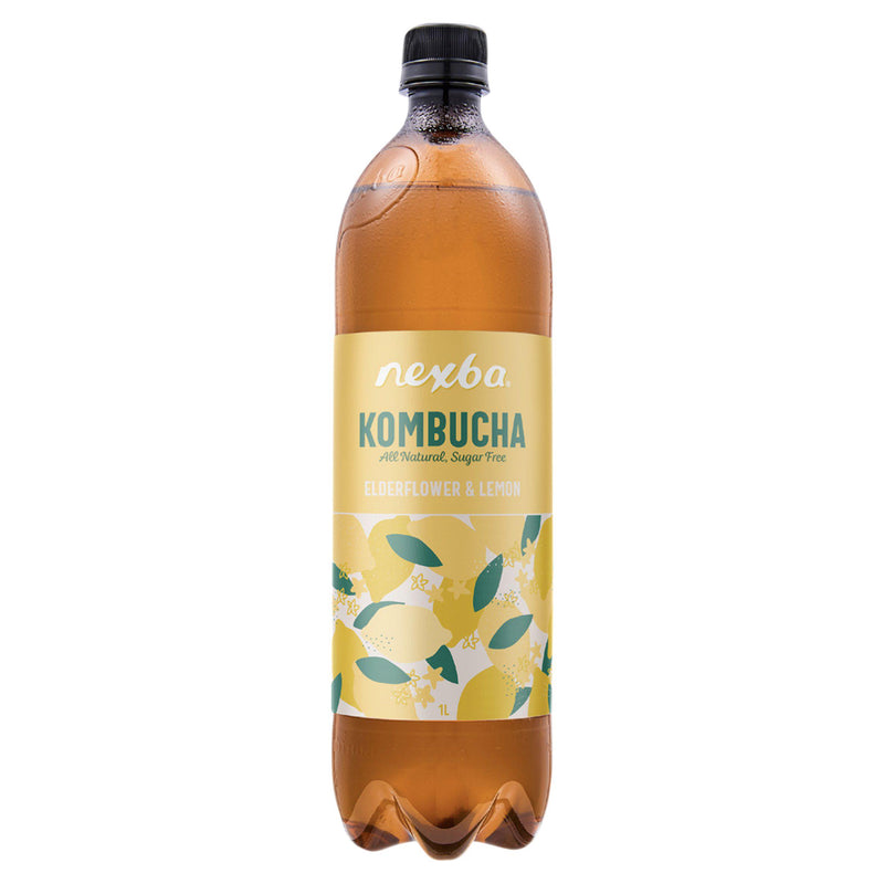 Nexba kombucha elderflower lemon 1L, imported from the UK