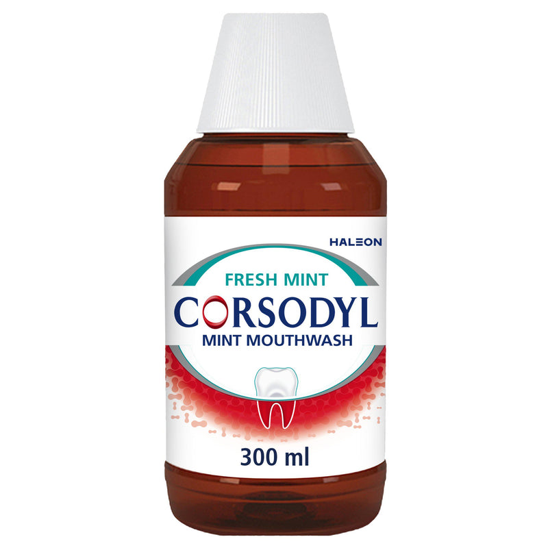 Corsodyl medicated antibacterial mouthwash Fresh Mint 300ml, imported from the UK