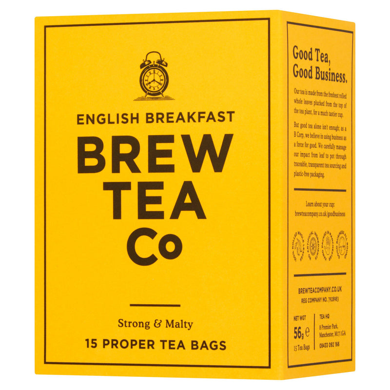 Brew Tea Co English breakfast tea bags 15 pack 56g (British brand)
