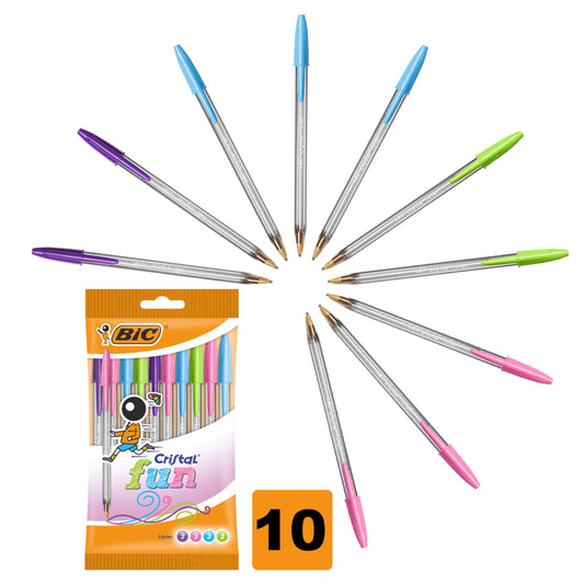 BIC Cristal Pens Fun Ballpoint 10 Pack