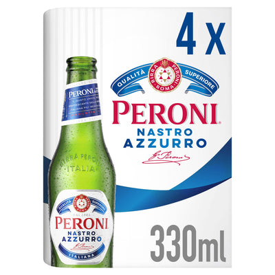 Sainsburys Peroni Nastro Azzurro Lager Beer Bottles 4x330ml- Buy online at McGrocer