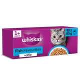 Sainsburys Whiskas 1+ Fish Favourites in Jelly Adult Wet Cat Food Pouches 40 x 85g- Buy online at McGrocer