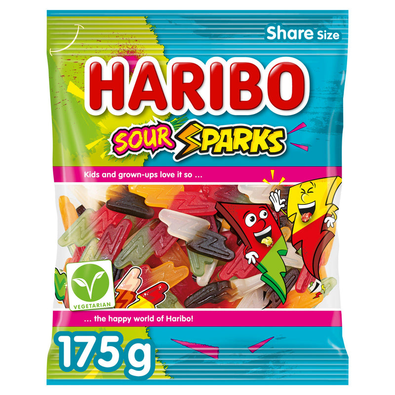Haribo Sour Sparks sweets 175g sharing bag - British product