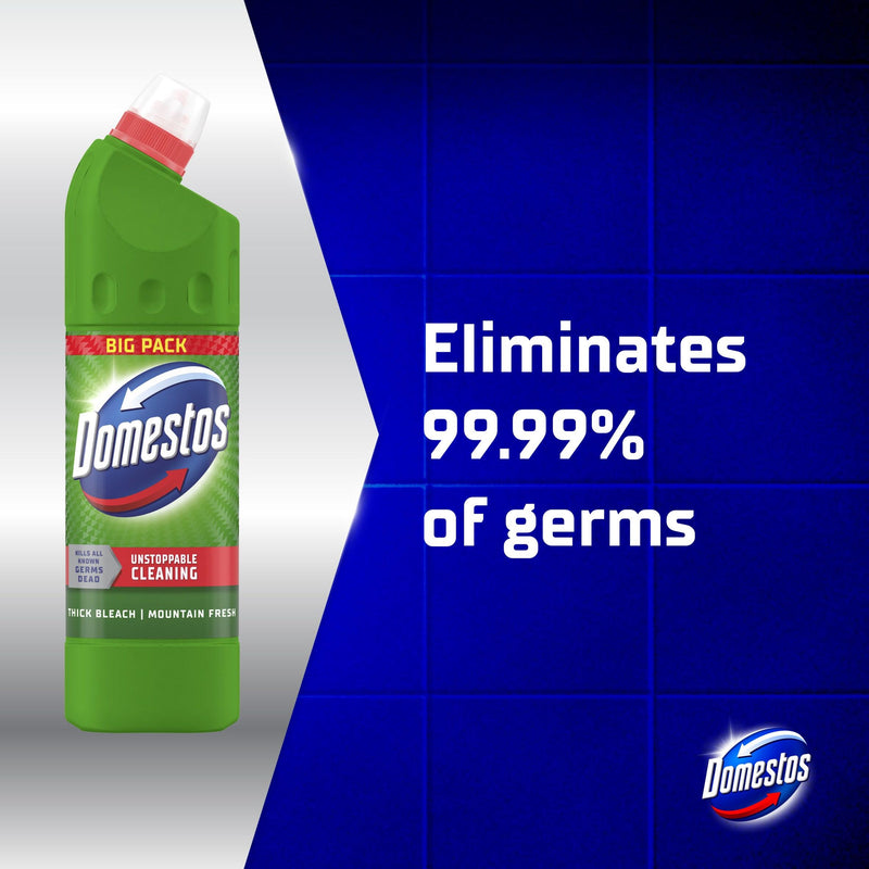Domestos Mountain Fresh thick bleach 1L, imported from the UK